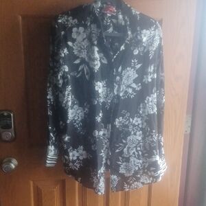 Johnny Was Black and White Floral Blouse